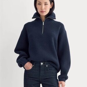 Everlane Navy Half-Zip Merino Sweater